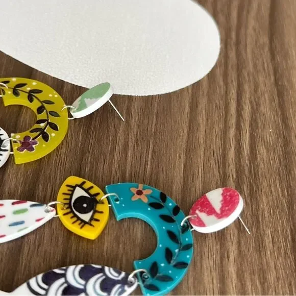 Evil eye Dangle Earrings Q100 - Picture 4 of 5